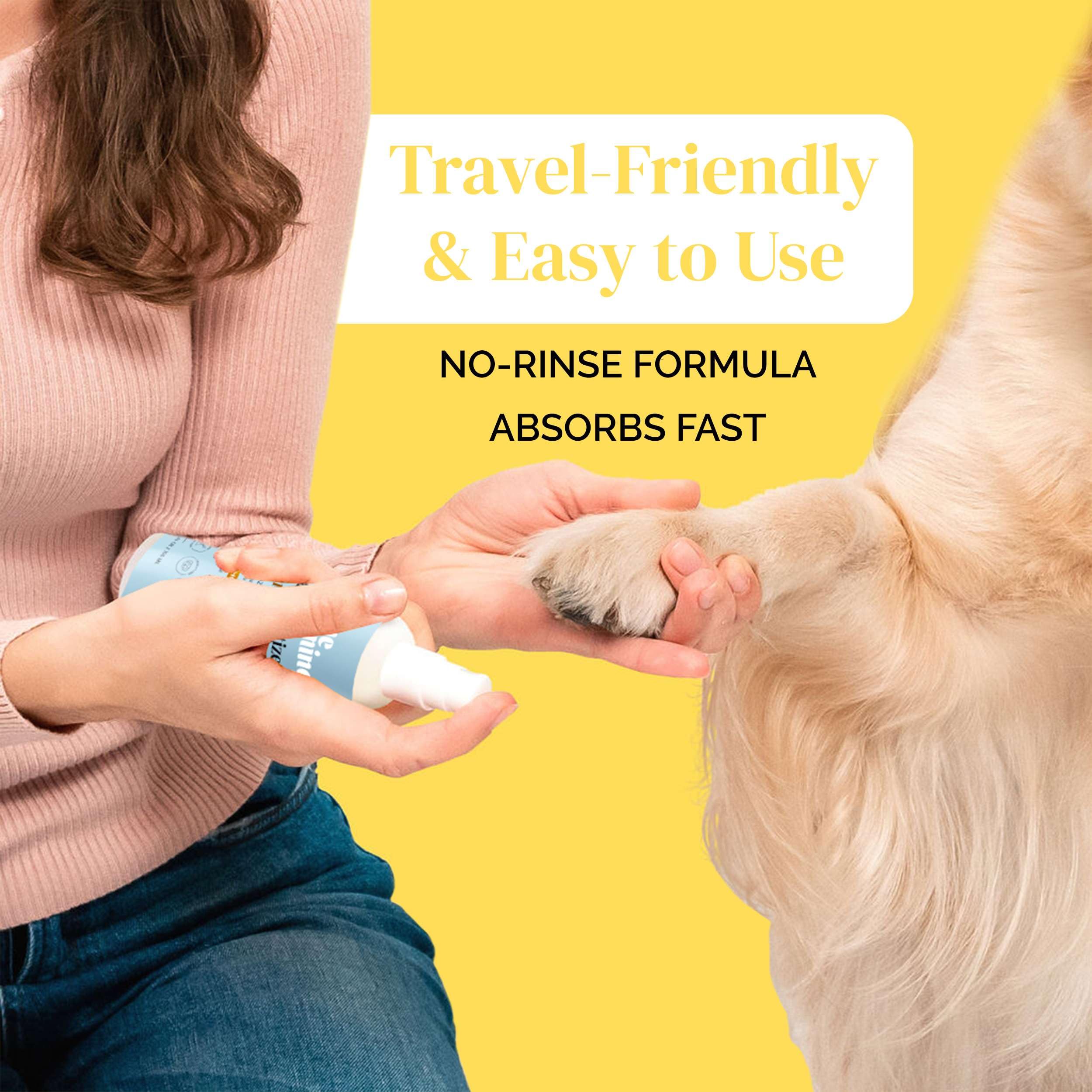 Dog Paw Cleaner - 5.1 Fl Oz of Alcohol Free Paw Sanitizer Spritz - Made with Coconut, Aloe, Copaiba Oil, and Lemongrass Oil to N